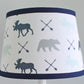 Boy Nursery Drum Lamp Shade. Lumberjack Moose Bear Navy Mint Gray