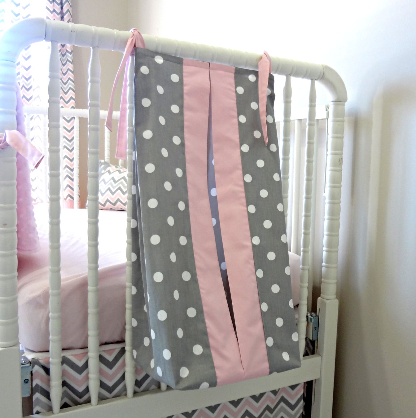 Pink and Gray Custom Made Diaper Stacker