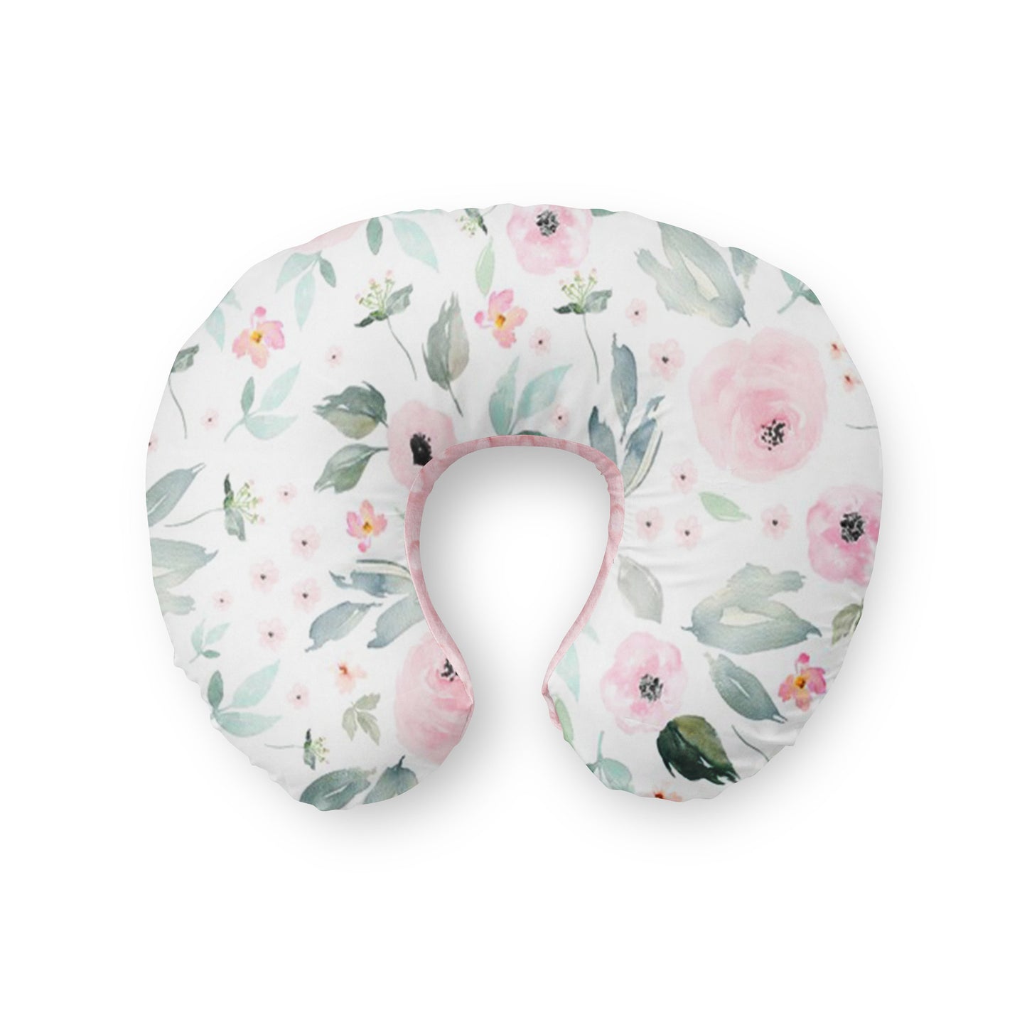 Nursing Pillow Cover. Blush Bloom floral water color pink minky