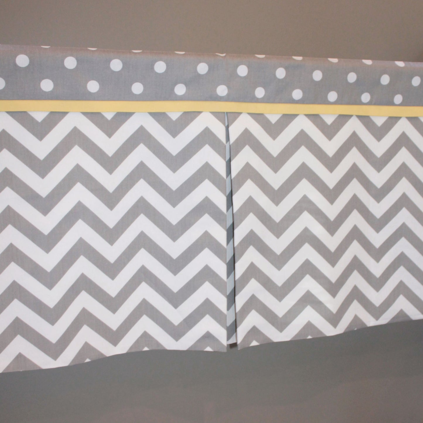 Custom Gray chevron Box Pleat Valance. You pick accent color.