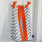 Gray Chevron with accent Orange Diaper Stacker. Other colors available.