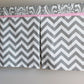 Gray Chevron Damask with Accent pink Box pleat valance