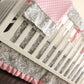 Gray & Pink Damask Crib Rail Bedding set.