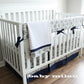 Navy Blue and Gray Crib Rail Bedding Set