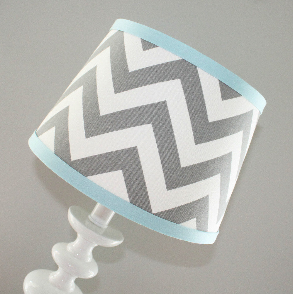 Gray & Light Blue Chevron lamp shade