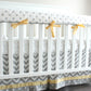 Chevron Gray and yellow bumperless crib rail bedding collection.