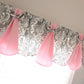 Custom Gray Damask Imperial window Valance. Available in other fabrics and colors.