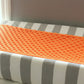 Gray & white stripe with accent orange minky Contour Changing pad cover.