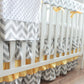 Gray Chevron Yellow Crib Rail Bedding Set