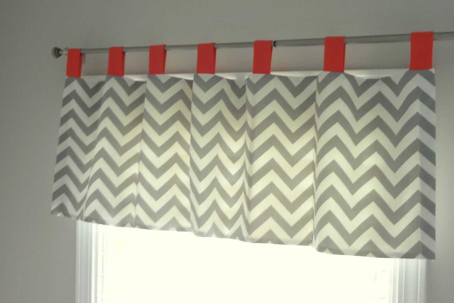 Custom nursery Tab Top Chevron valance. Available in other collections.